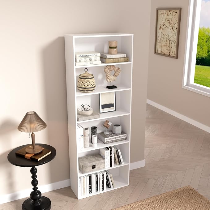 6 Tier Book Shelf，Wooden 6 Cube Storage Organizer, 6 Tier Low Bookcase Storage - Image 7