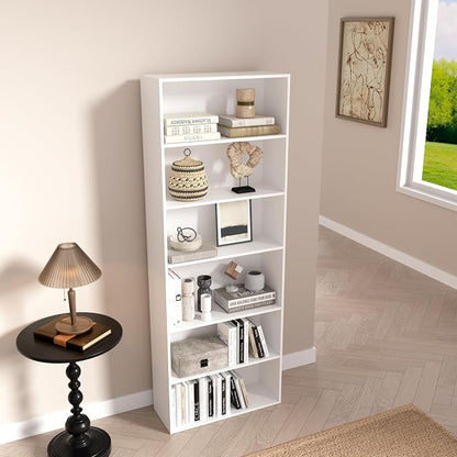 6 Tier Book Shelf，Wooden 6 Cube Storage Organizer, 6 Tier Low Bookcase Storage - Image 7