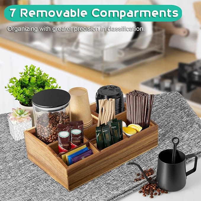 ALELION Acacia Wood Coffee Station Organizer - Image 6