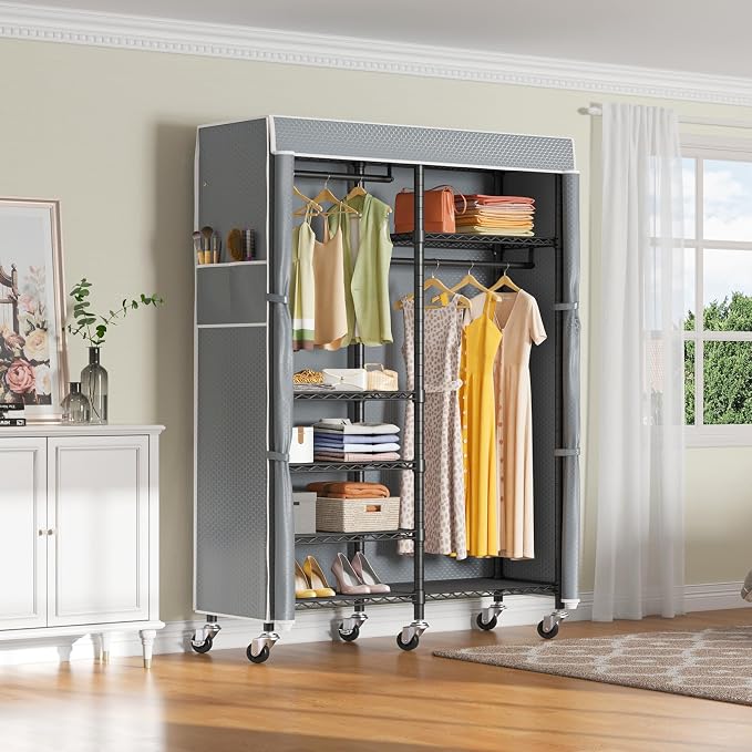 VIPEK R4C Rolling Garment Rack 6 Tiers Adjustable Heavy Duty Wire Shelving - Image 2