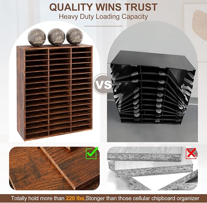 TQVAI Literature Organizer, Heavy Duty 48 Compartments Countertop Mail Organizer - Image 3