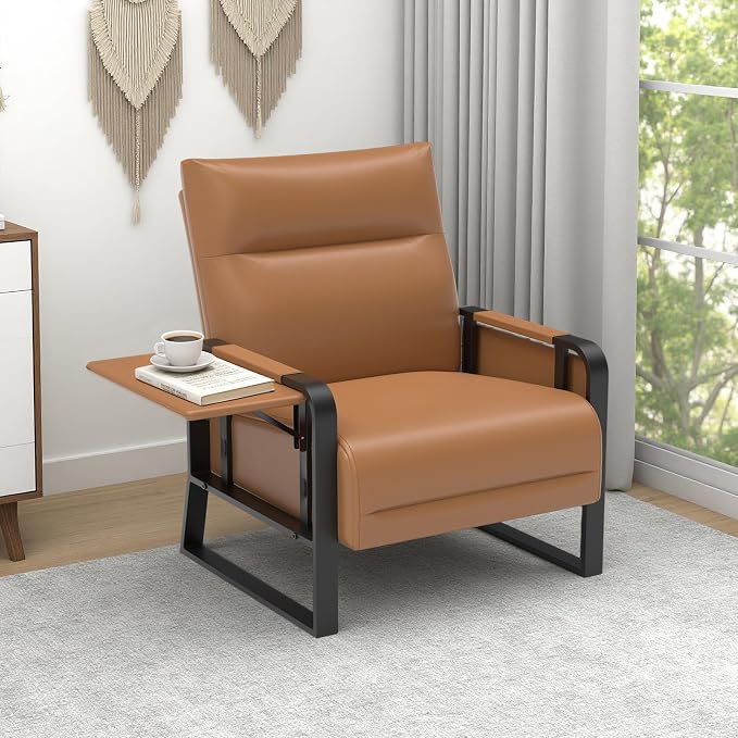 Upholstered Accent Chair, Modern Faux Leather Sofa Chair - Image 9
