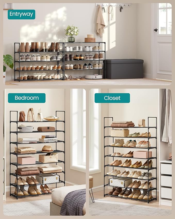 SONGMICS Shoe Rack, 8-Tier Shoe Organizer, Metal Storage Shelf, Upright or - Image 6