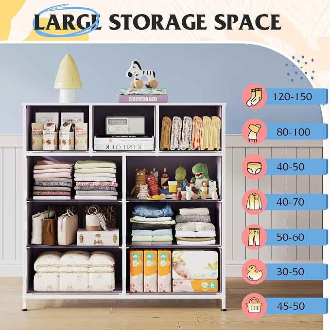 WLIVE 9 Drawer Dresser, Fabric Storage Tower - Image 4