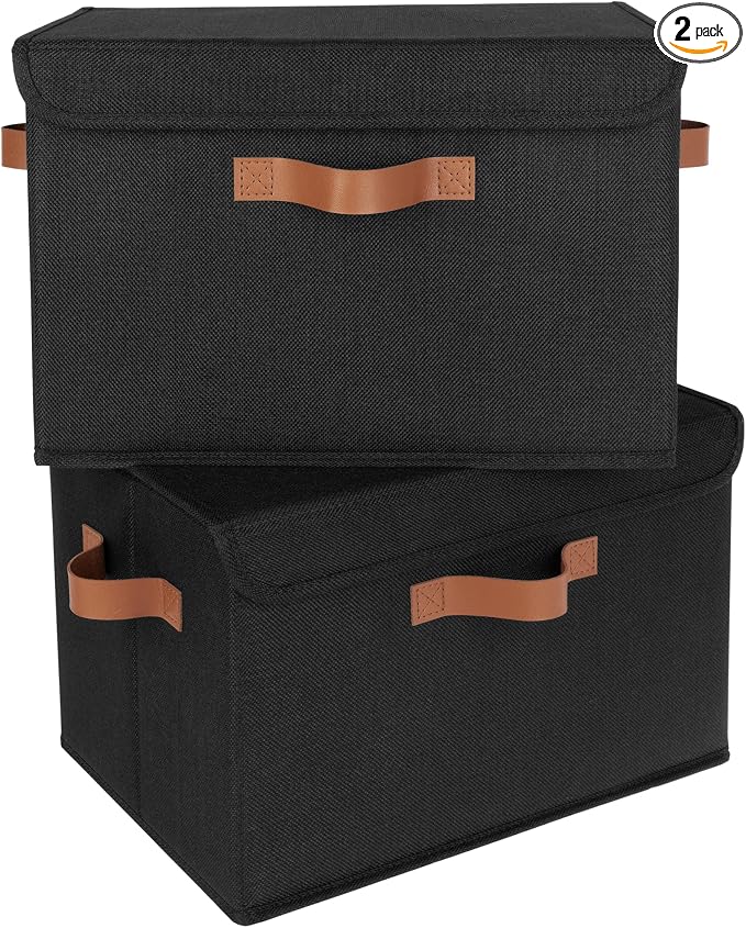 GRANNY SAYS Storage Bins with Lids, Decorative Storage Boxes with PU Handles by GRANNYSAYS