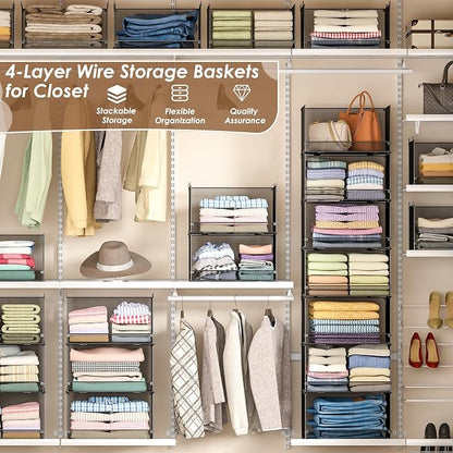 Tiaoheka 4-Tier Stackable Closet Organizers and Storage, Metal Wire Storage - Image 2