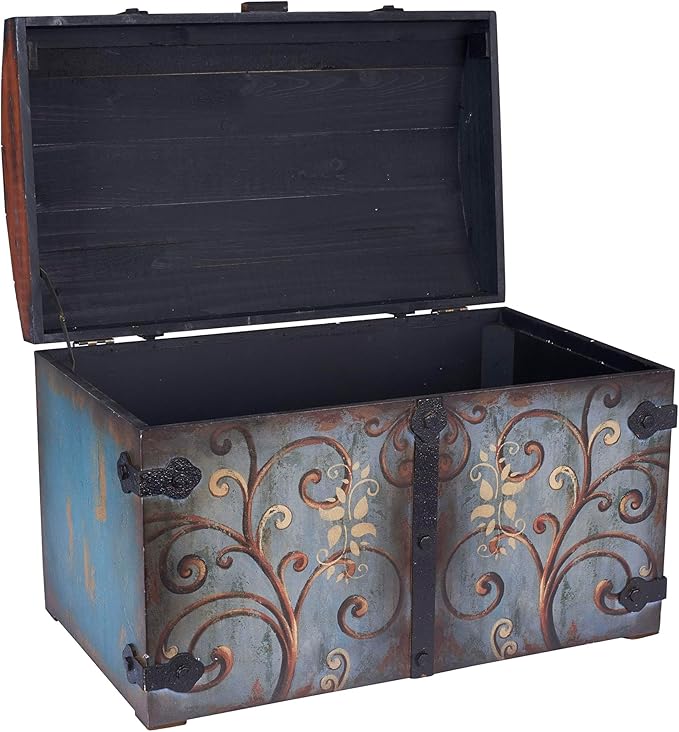Household Essentials Vintage Wood Storage Trunk - Image 4