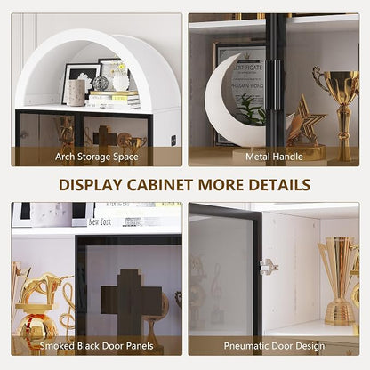 Display Cabinet with Doors and Adjustable Shelves, 6 Tier Bookcase - Image 6