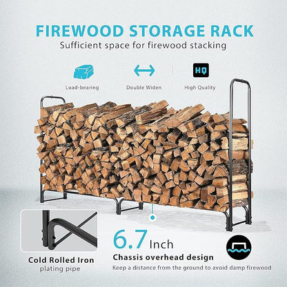 VIVOHOME 6ft Heavy Duty Indoor Outdoor Firewood Storage Log Rack - Image 2