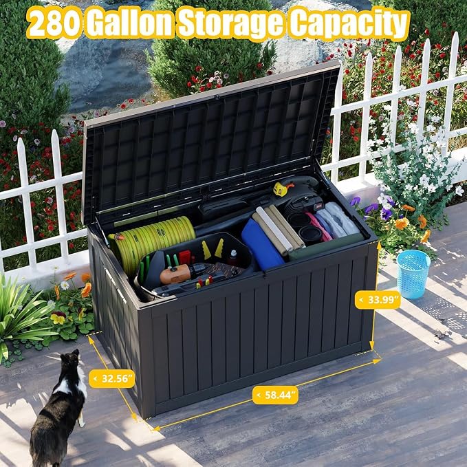 Vixzen 280 Gallon Deck Boxes Outdoor Waterproof, Lockable Storage Box - Image 3