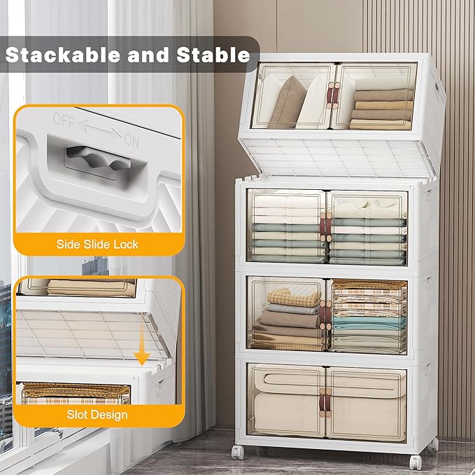 UAMFURI Stackable Storage Bins, 448QT Collapsible Drawers - Image 3