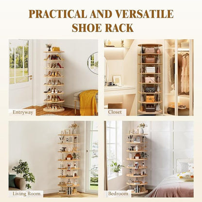 TAKEKIT 7-Tier Rotating Shoe Rack, 360 Degree Spinning Shoe Rack Tower - Image 7