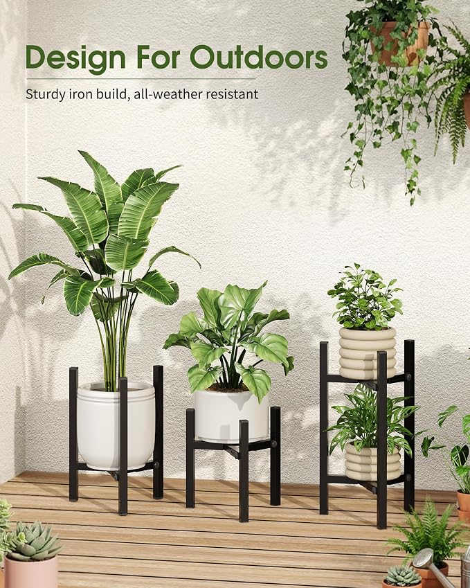 3 Pack Plant Stand Indoor Adjustable, Metal Modern Indoor Plant Stand, Heavy - Image 9