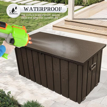 Domi 100 Gallon Metal Deck Box Waterproof, Outdoor Storage Box - Image 3