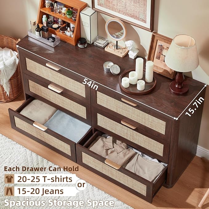LEYAOYAO Rattan 6 Drawer Dresser - Image 4
