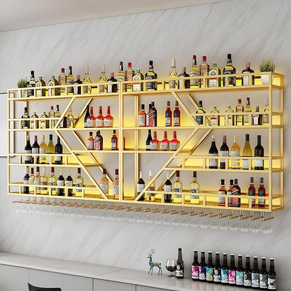 79in Metal Wine Rack Wall Mounted, Modern Wine Storage Rack Wall Mounted by AMHRICHO