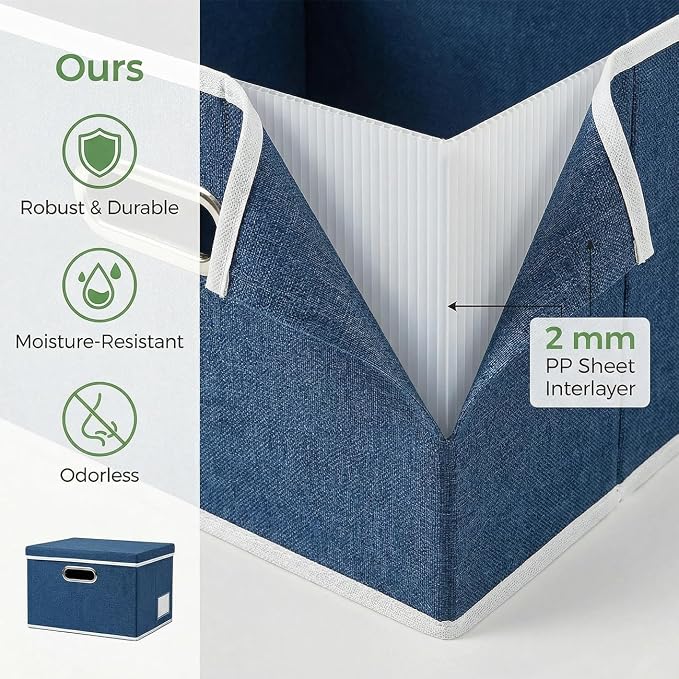PRANDOM Storage Bins with Lids Linen Fabric Foldable Storage Boxes Organizer - Image 4