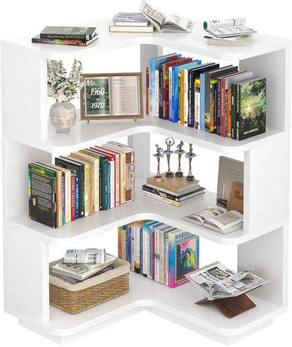 Armocity Corner Book Shelf, 4-Shelf L Shaped Corner Bookshelf by Armocity