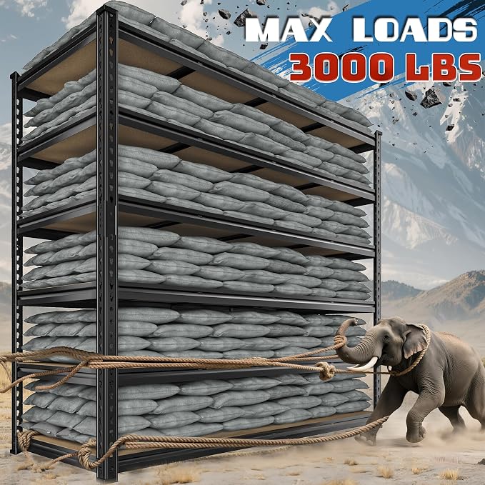 83.8"H Garage Shelving 59.8"W Metal Shelving 3000LBS Storage Shelves Heavy Duty - Image 3
