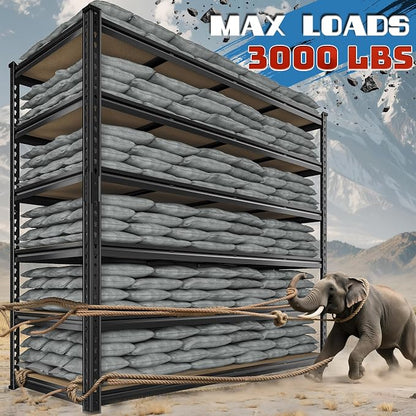 83.8"H Garage Shelving 59.8"W Metal Shelving 3000LBS Storage Shelves Heavy Duty - Image 3