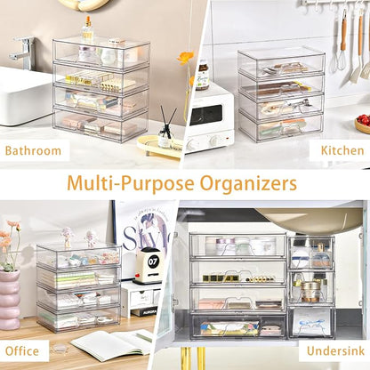 5 Pack Makeup Organizer Stackable, 12.1''L Bathroom Organizer and Storage - Image 8