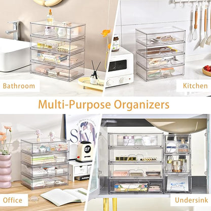 3 Pack Stackable Makeup Organizer, 12.1''L Acrylic Bathroom Organizer and - Image 7