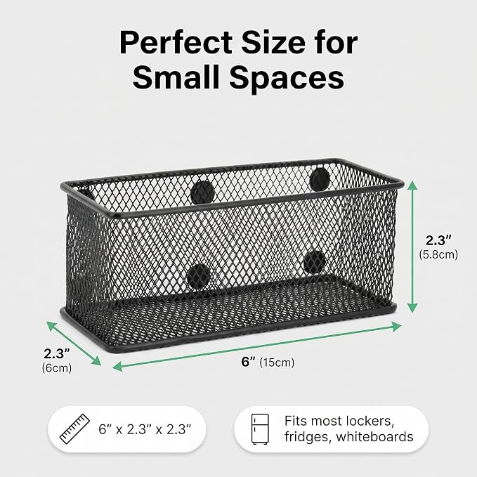 Neudeco Magnetic Locker Organizer, Wire Mesh Storage Baskets, Magnetic Pencil - Image 3