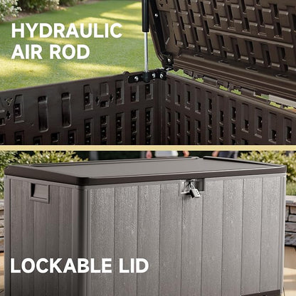 120 Gallon Deck Box, Double Layer Waterproof Resin Outdoor Indoor Storage Box - Image 8