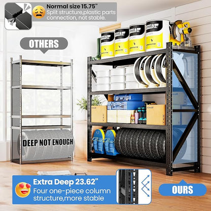 Heavy Duty Garage Storage Shelves 5000LBS Capacity, 4-Tier Large Industrial - Image 4