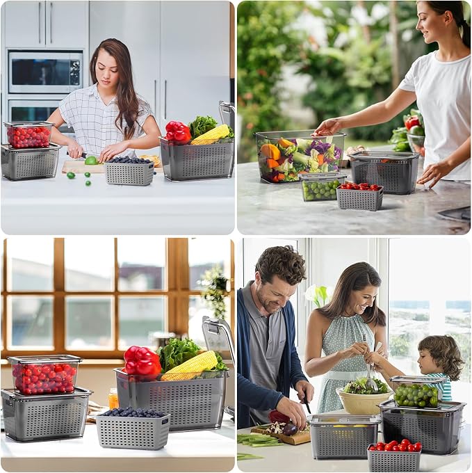 LUXEAR 4 Pack Fruit Containers for Fridge, Vegetable Storage Container - Image 8