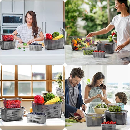 LUXEAR 4 Pack Fruit Containers for Fridge, Vegetable Storage Container - Image 8