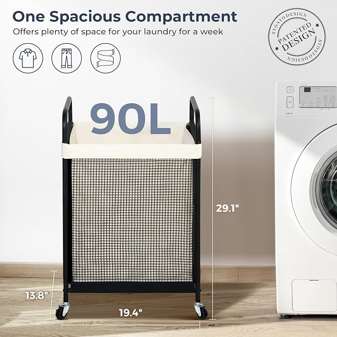STO STO Laundry Hamper, 90L Rolling Laundry Sorter Cart - Image 5