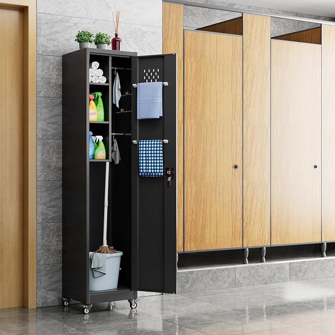 72''H Metal Broom Closet Storage Cabinet - Image 2