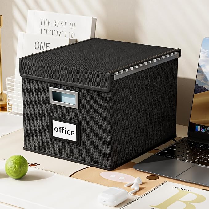 File Organizer Box with Lids, Collapsible File Folder Organizer | File Box with - Image 6