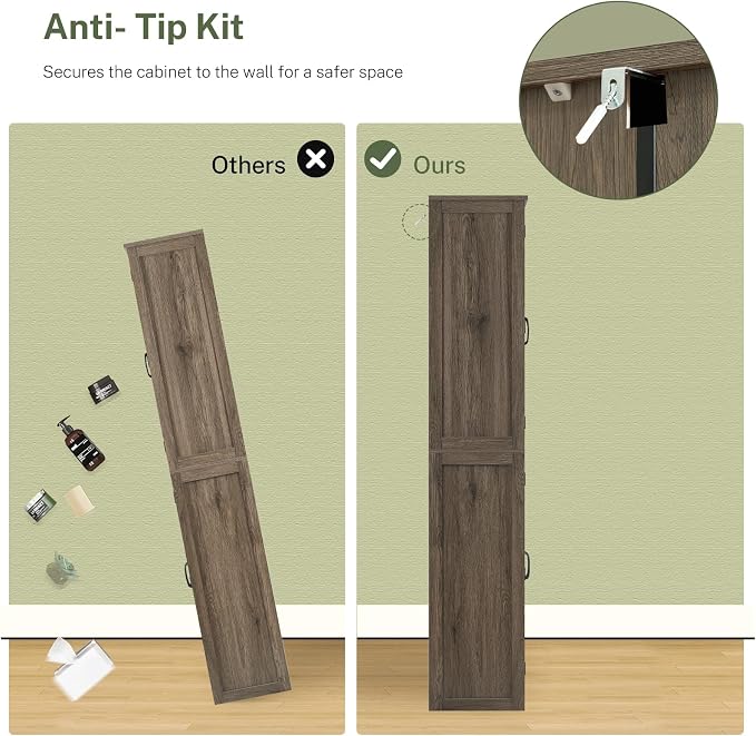 TEENFON Tall Storage Cabinet, Kitchen Pantry Cabinet - Image 7