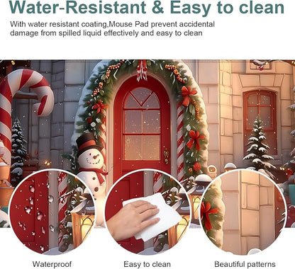 Christmas Scene Gaming Mouse Pad 31.5"x11.8"Desk Mat Anti-Slip Rubber Base & - Image 4