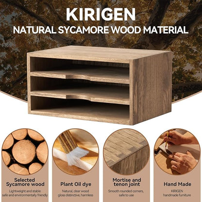 KIRIGEN Wooden Desktop Organizer Paper Storage Letter Tray File Sorter - Image 8