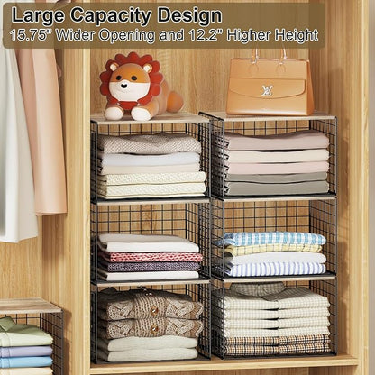 4PCS Wider Closet Organizers and Storage, Stackable Closet Shelf Organizer - Image 3