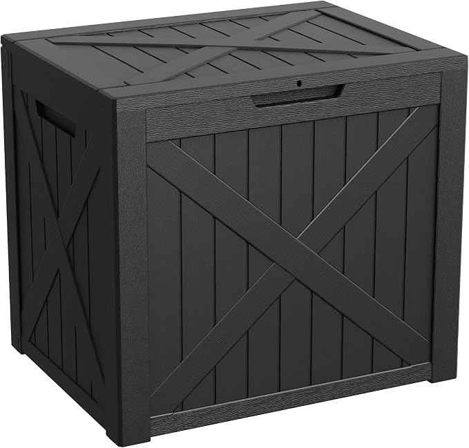32 Gallon Resin Deck Box Outdoor, Waterproof Lockable Delivery Storage Box - Image 7
