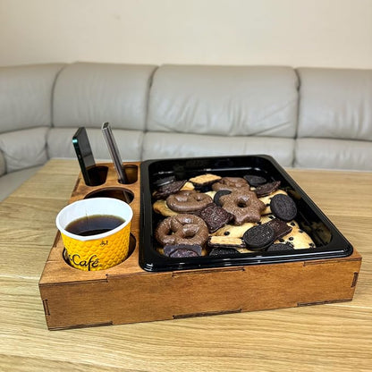 Wooden Serving Tray with Cup Holder - Image 6