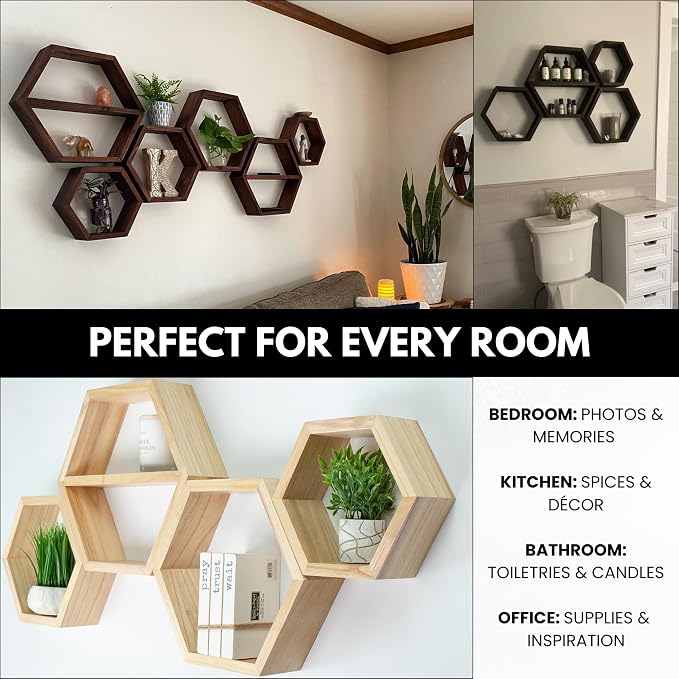 Hexagon Floating Shelves Set of 4 - Image 6