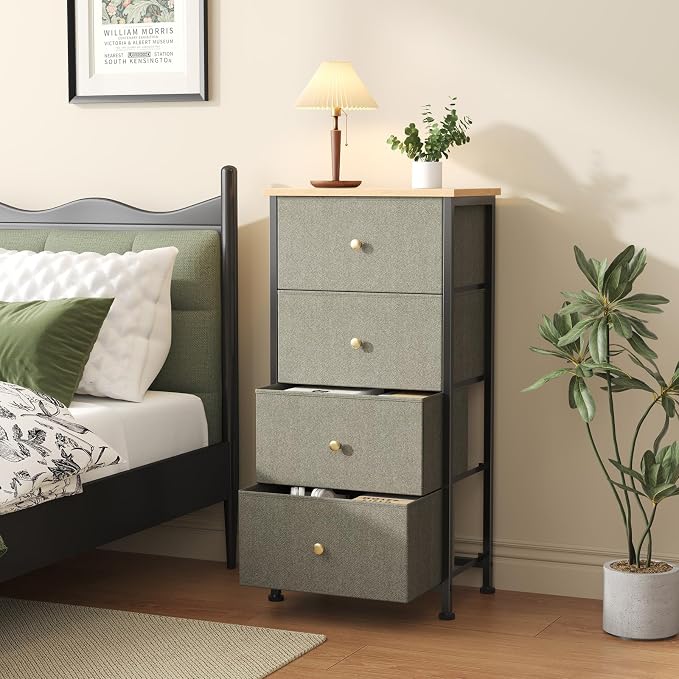 Sweetcrispy Dresser for Bedroom, 4 Drawer Storage Cabinet, Tall Nightstand | - Image 7