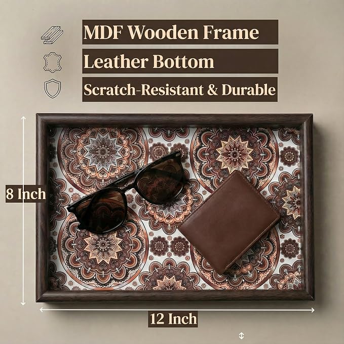 Wooden Valet Tray with Leather Base - Image 6