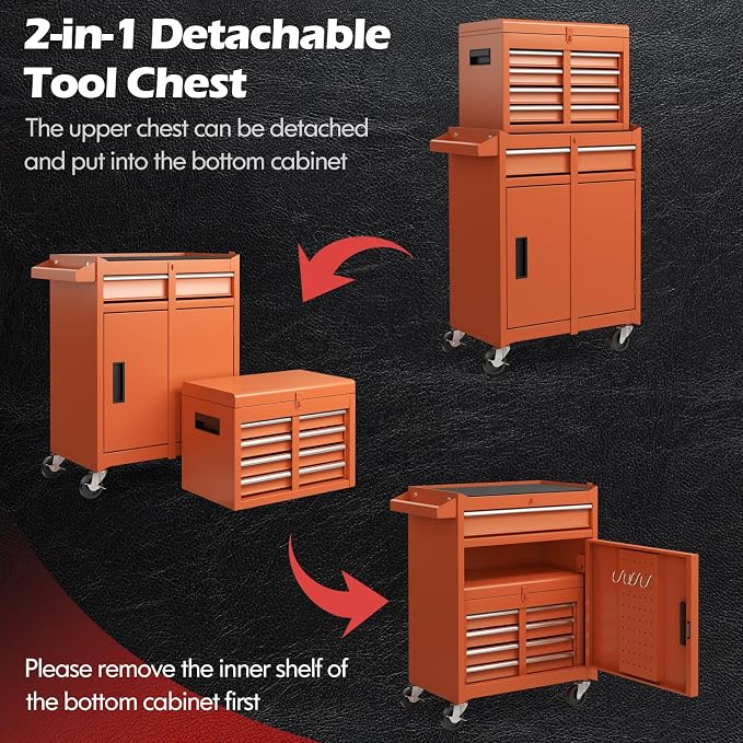 Goplus Tool Chest, 5 Drawers Rolling Tool Cabinet - Image 4