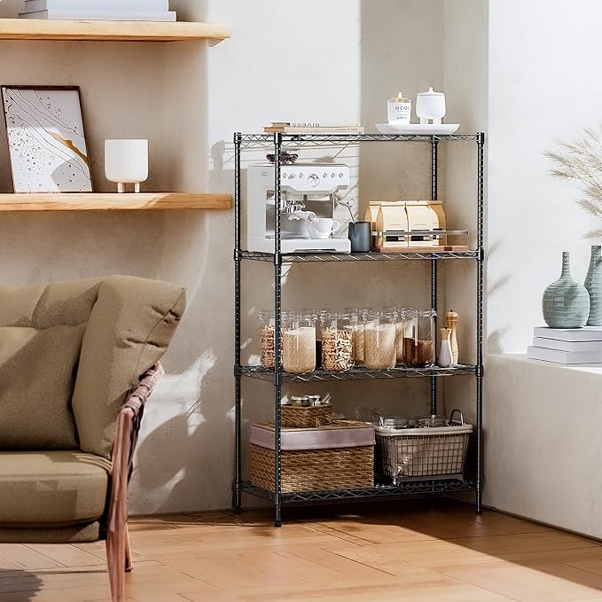 IZEUK 4-Tier Heavy Duty Steel Storage Shelves, Metal Shelf Wire Shelving Rack - Image 2