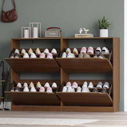 BORNOON Shoe Cabinet with 4 Flip Drawers, Narrow Hidden Shoe Storage Cabinet - Image 7