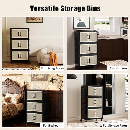 Stackable Storage Bins with Lids, Collapsible Plastic Storage Box Closet - Image 6