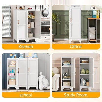 46"H White Metal Locker with 1 Lockable Door and 2 Adjustable Shelves - Image 7