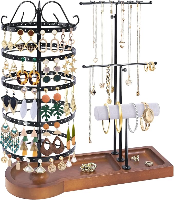 Jewelry Organizer Stand, Metal Rotating Earring Holder Organizer by SMFANLIN