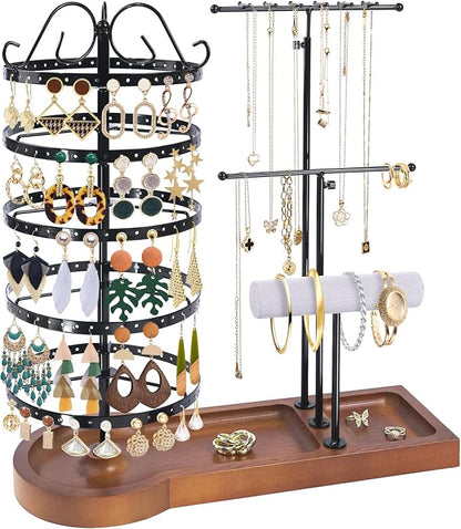 Jewelry Organizer Stand, Metal Rotating Earring Holder Organizer by SMFANLIN
